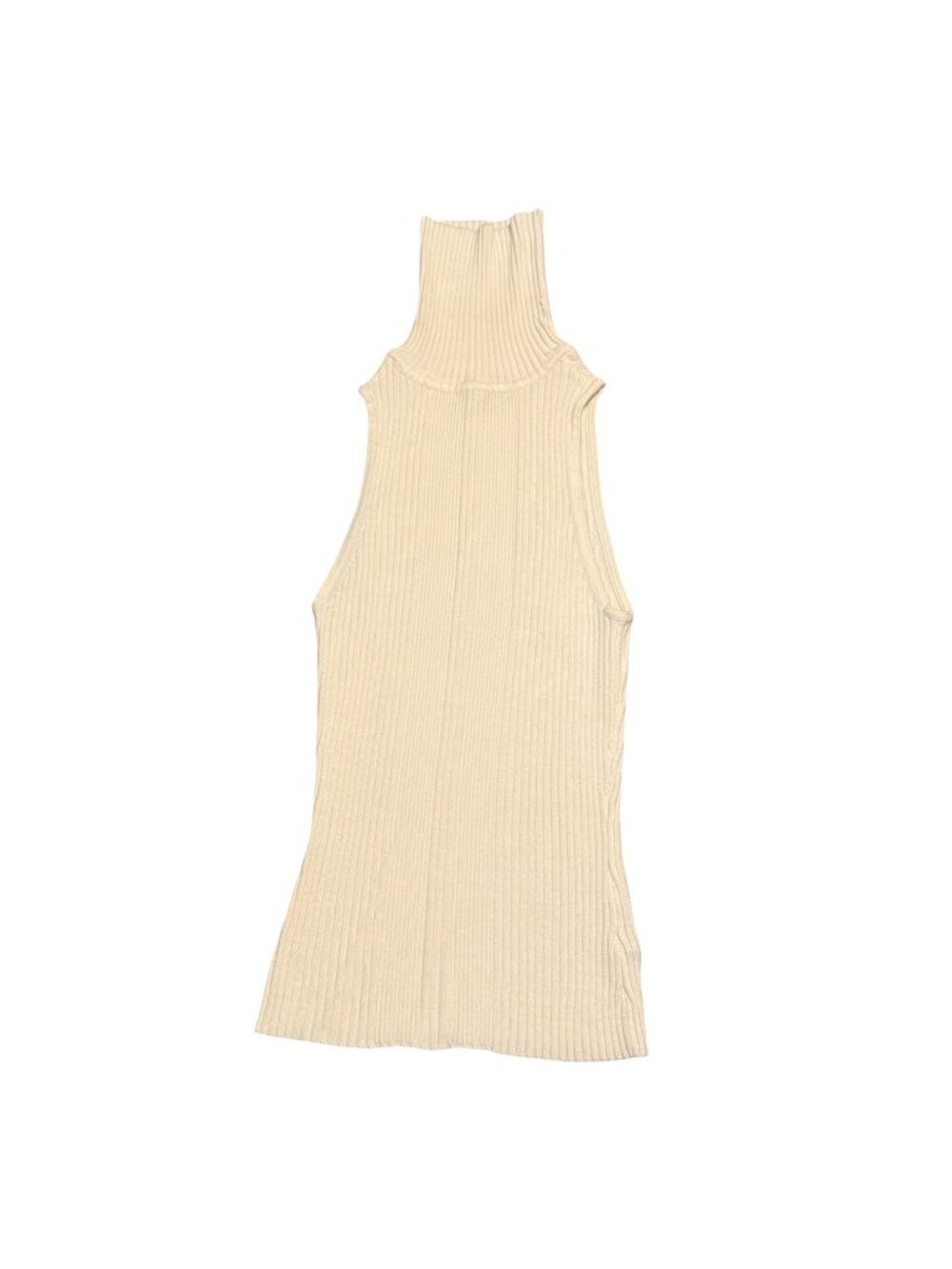 Y2k Guess Jeans Women's Sleeveless Turtleneck Sz: M Cream White Check Desc
